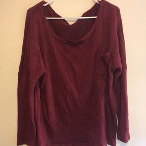 Burgundy wide neck sweater